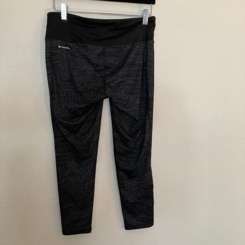 Columbia Womens Black Gray Dash Print Cropped Leggings Activewear Size S Small